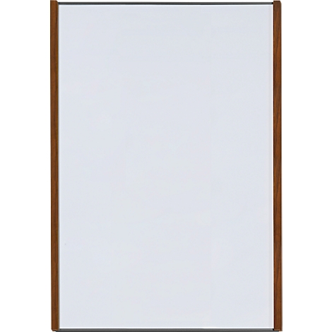 Un cadre rectangulaire blanc avec un cadre en bois.