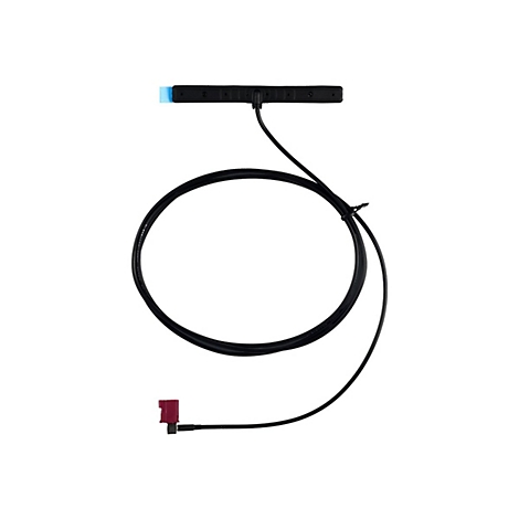 Schwarze Antennenleiste mit langem Kabel und rotem Stecker auf weißem Hintergrund.