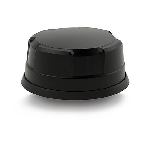 Schwarzes, zylindrisches Objekt, leicht geneigt, mit flachem Deckel. Unterer Rand mit Schattenwurf.