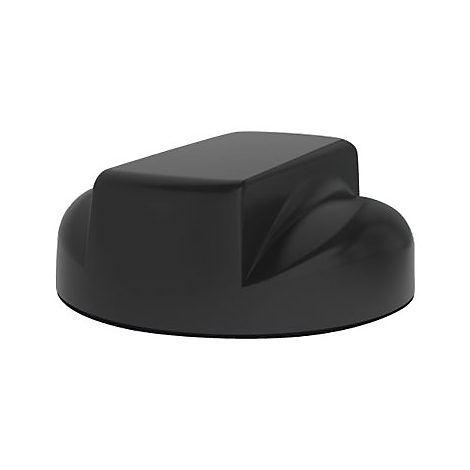 Schwarzes, rechteckiges Gerät mit abgerundeten Kanten und geschwungenen Seiten. Auf weißem Hintergrund.