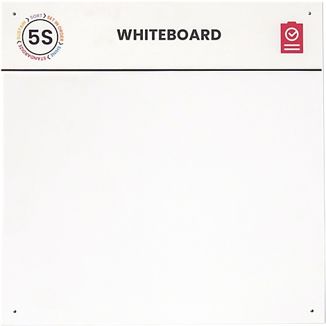 Weißes Whiteboard mit Aufschrift "Whiteboard" und 5S-Logo.