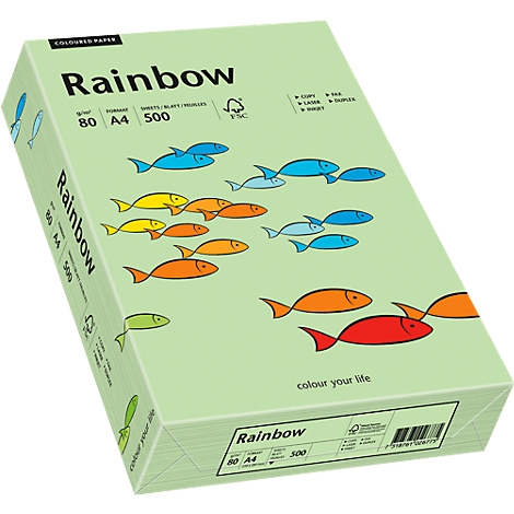 Papier coloré pour copieur Rainbow Mondi, format A4, 80 g/m², vert, 1 bloc = 500 feuilles