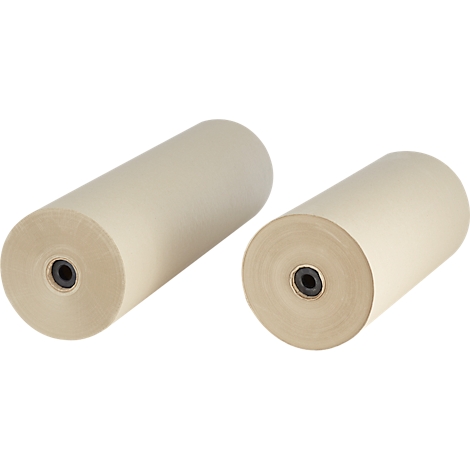 Deux rouleaux de papier brun clair, enroulés, avec un cœur sombre.