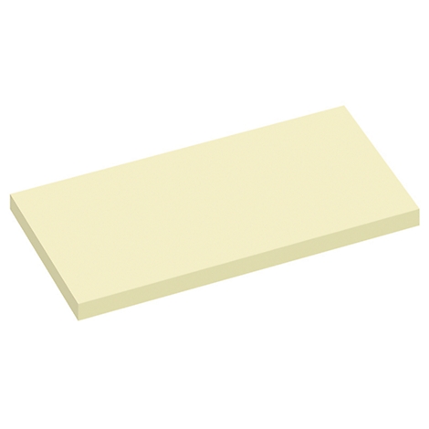 Un objet rectangulaire jaune clair, représenté en perspective. Il semble être fait d'un matériau solide tel que de la mousse ou du bois.