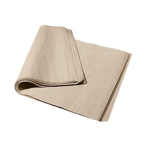 Pile de papier d'emballage, partiellement enroulé. Le fond est blanc.