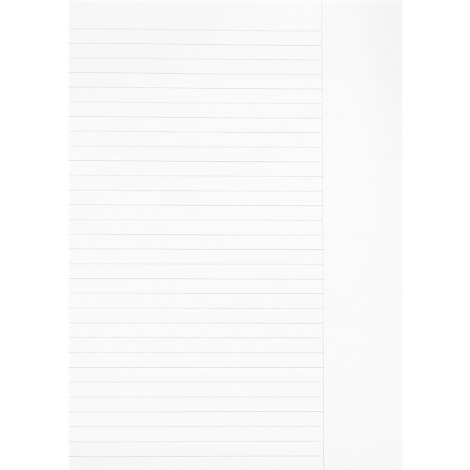 Une feuille de papier blanc avec des lignes horizontales et une large marge vide sur la droite.