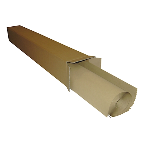Un tube rectangulaire en carton ouvert contenant un rouleau de papier enroulé.