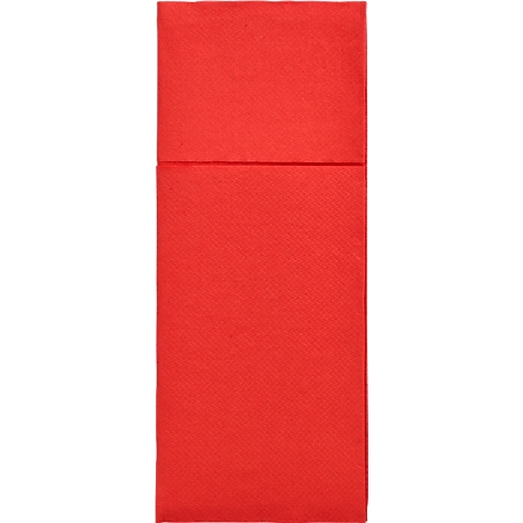 Ein rotes, gefaltetes Papier mit horizontaler Linie in der Mitte. Die Oberfläche weist ein feines, quadratisches Muster auf.