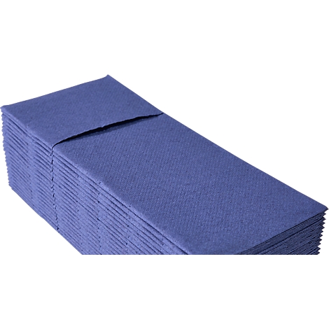 Une pile de serviettes bleues disposées en bloc rectangulaire.