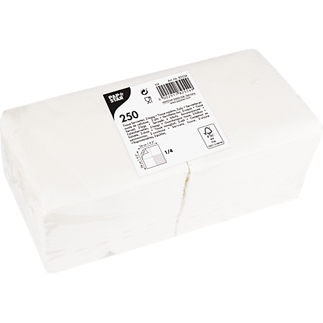 Paquet de serviettes blanches avec étiquette.