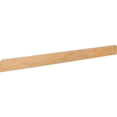 Une pièce de bois allongée, brun clair avec veinure, sur fond blanc.