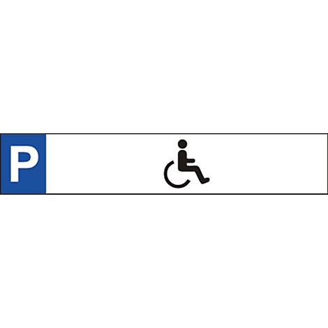 Parking for people with disabilities; sign with "P" in blue and wheelchair user symbol.