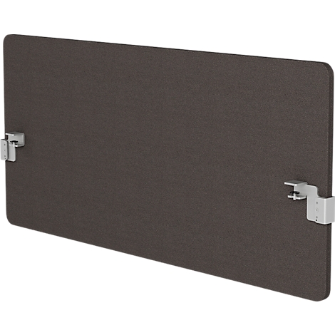Cloison de bureau marron avec supports métalliques.