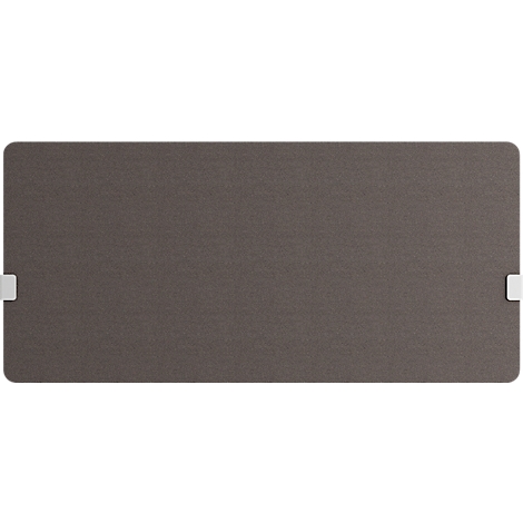 Étui de tablette gris foncé avec fermoirs blancs sur les côtés.