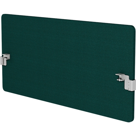 Un mur de bureau vert avec des supports dans les coins.