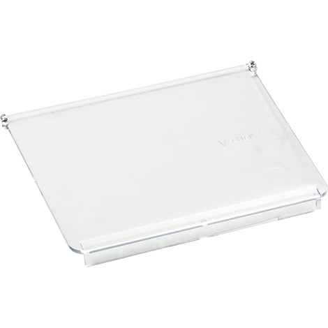 Transparent plastic cover with rounded corners. The cover has a slight frame and small knobs.