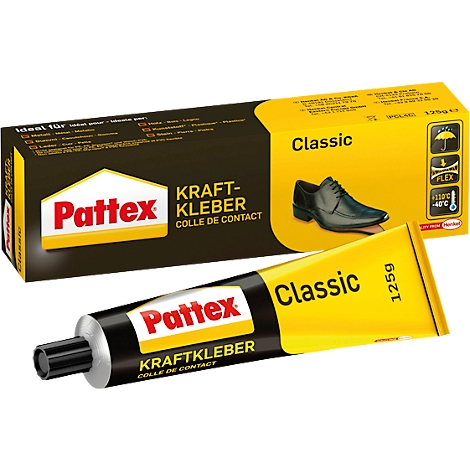 Pattex Classic glue in tube and box. Inscription: Pattex, glue, Classic.