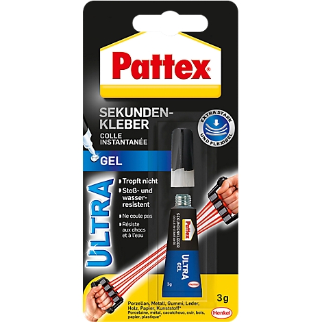 Pattex super glue, opened. Product name and features are shown in the image.