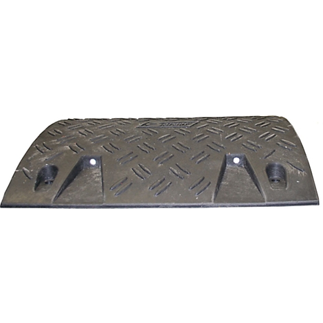 Black, rectangular ground threshold with a checker plate pattern and two perforations. The threshold has slightly rounded corners.