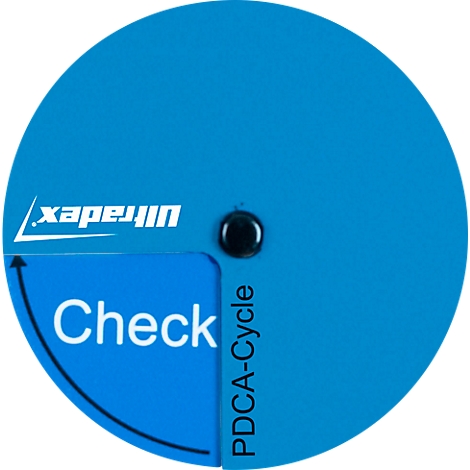 PDCA cycle Ultradex, round, 4 phases, each with its own color, magnetic, Ø 70 mm, magnetic foil, blue