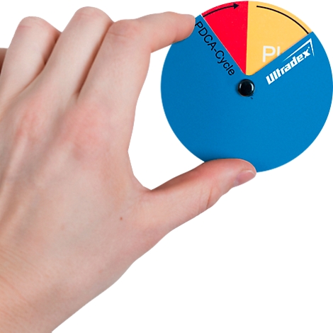 PDCA cycle Ultradex, round, 4 phases, each with its own color, magnetic, Ø 70 mm, magnetic foil, blue