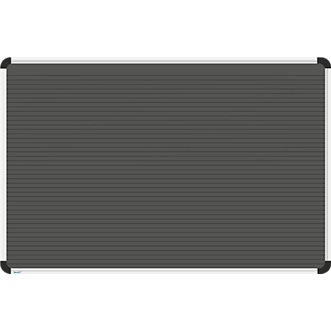 Grijs magneetbord met witte lijst en afgeronde hoeken.