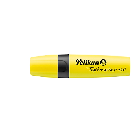 Yellow highlighter with black ring and text "Pelikan Textmarker 490".