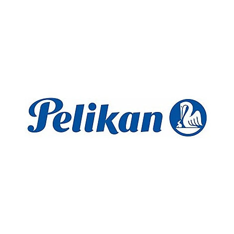 Blaues Pelikan-Logo mit Schriftzug und Piktogramm eines Pelikans in einem Kreis.