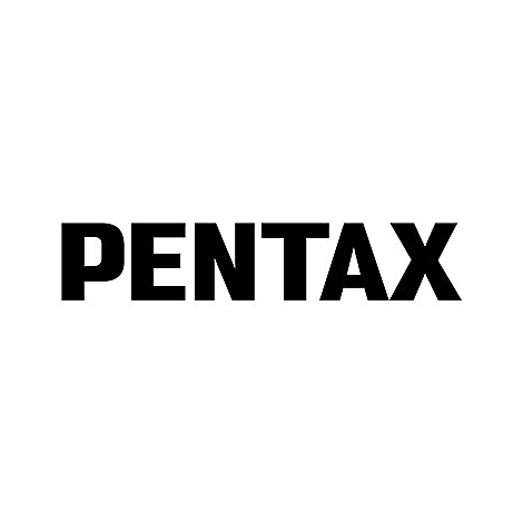 Schwarzes Pentax-Logo auf weißem Hintergrund.