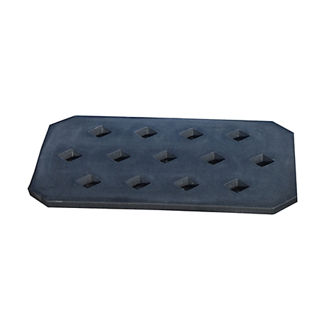 Dark gray rectangular mat with square, recessed cutouts, on a white background.
