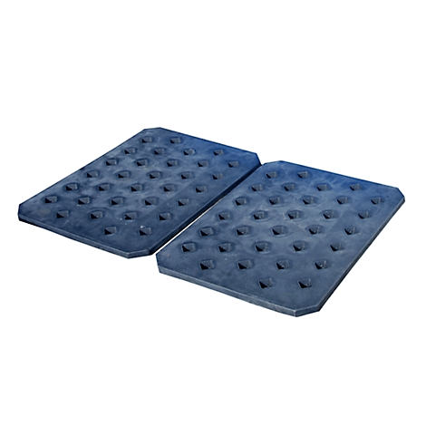 Two blue, rectangular mats with raised, diamond-shaped studs. On a white background.