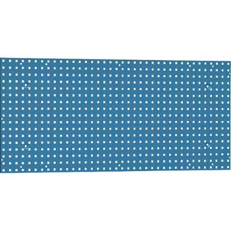 Blue rectangle with white squares arranged in a grid. Some holes in the surface.