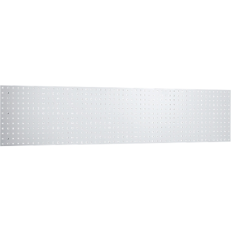 Gray pegboard with many small holes. Perfect for DIY projects.