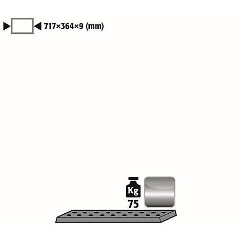 Graphical representation with dimensions and weight.