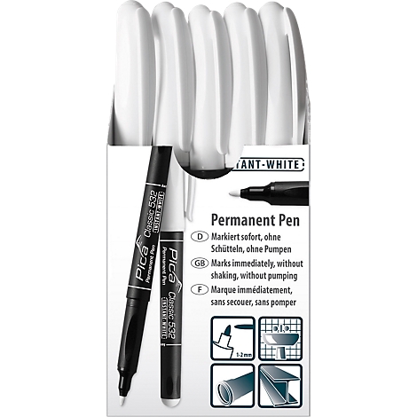 Pica Permanent-Pen INSTANT WHITE Permanentmarker Marker Rundspitze 1-2 mm 