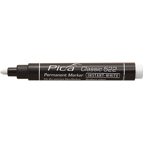 Permanent marker Pica INSTANT-WHITE, wit, watervast, 10 stuks met lijndiktes van 1-4 mm