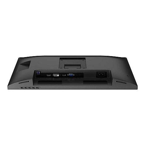 RÃ¼ckseite eines schwarzen Monitors mit AnschlÃ¼ssen fÃ¼r USB, HDMI, VGA und Strom.