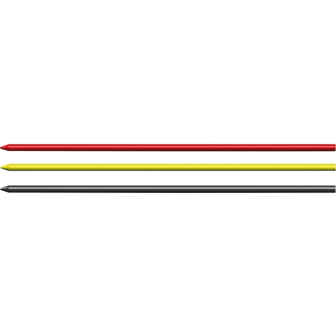 Three horizontal stripes, red, yellow, and gray, each with rounded ends.