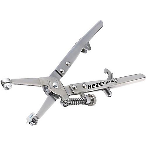 Une pince à circlips HAZET T98-10 ouverte sur fond blanc.