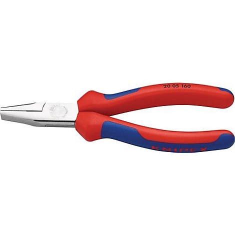 Pince Knipex avec poignées rouges et bleues, vue détaillée. "20 05 160" est écrit en haut.