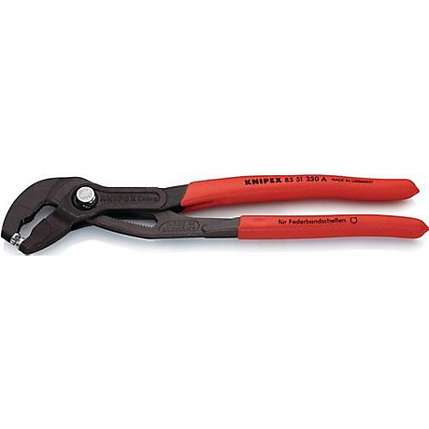 Pince noire avec des poignées rouges. "KNIPEX" est écrit sur les poignées.