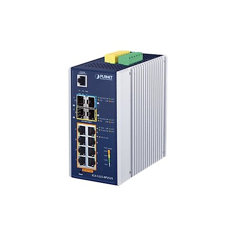 PLANET IGS-5225-8P2S2X - Switch - L3 - managed - 8 x 10/100/1000 (PoE+) + 2 x SFP + 2 x 10 Gigabit SFP+ - an DIN-Schiene montierbar, wandmontierbar