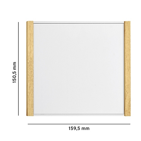 Miroir blanc rectangulaire avec cadre en bois. Dimensions 150,5 mm x 159,5 mm.