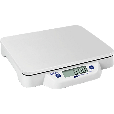 White kitchen scale with digital display showing 0.00 kg.