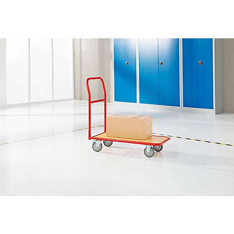 Platform trolley Platform trolley with push handle, L 960 x W 450 mm, load capacity 200 kg, red