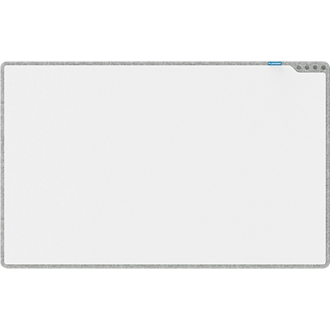 Tableau blanc rectangulaire avec cadre gris et bande de marquage bleue.