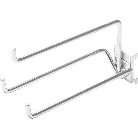 Triple metal hook for product presentation.