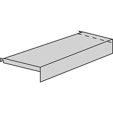 Gray metal strip. The right end is folded, the left has a small recess.