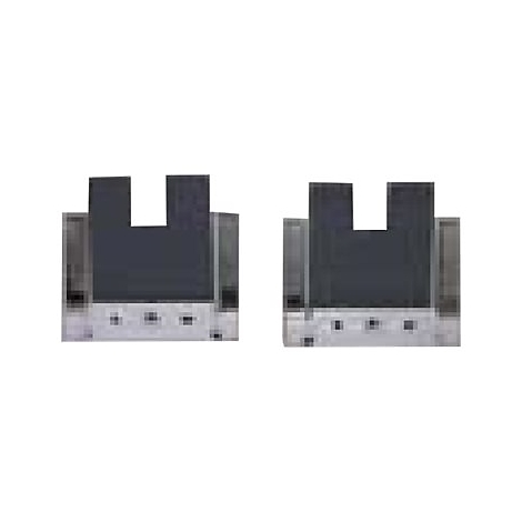 Zwei graue Bauteile mit schwarzem Einsatz nebeneinander, auf weißem Hintergrund.