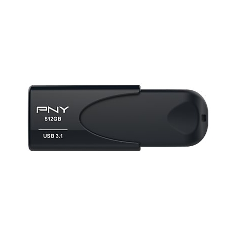 Clé USB noire PNY, 512 Go, USB 3.1. Inscription PNY.